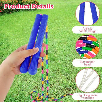 Coolrunner 16 FT Long Jump Rope(4 PACK), Double Dutch Jump Ropes Soft Beaded Skipping for Kids Adults Plastic Segmented Long Enough for 4-5 Jumpers - color: blue