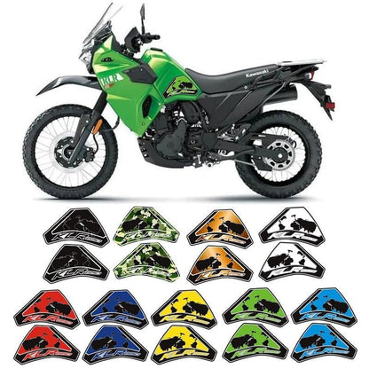 KLR650 Tank PAD Front Side Tank Pad Fuel Stickers Compatible with Klr650 2022-2025 3D Gel Tank Fuel Gip Decal KLR650 Sticker Pad(Green) - color: 144 Green