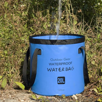 Collapsible Bucket 5 Gallon, Multifunctional Portable Folding Bucket Water Container Wash Basin for Camping Fishing Hiking Traveling Backpacking Outdoor Survival Gardening Car Washing - color: Blue