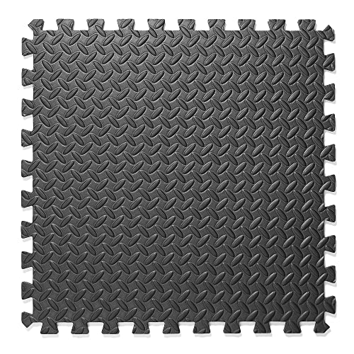 Philosophy Gym Pack of 30 Exercise Flooring Mats - 24 x 24 Inch Foam Rubber Interlocking Puzzle Floor Tiles - Black - color: 120 Sq Ft, 1/2" Thick - Black