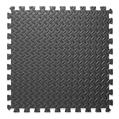 Philosophy Gym Pack of 30 Exercise Flooring Mats - 24 x 24 Inch Foam Rubber Interlocking Puzzle Floor Tiles - Black - color: 120 Sq Ft, 1/2" Thick - Black