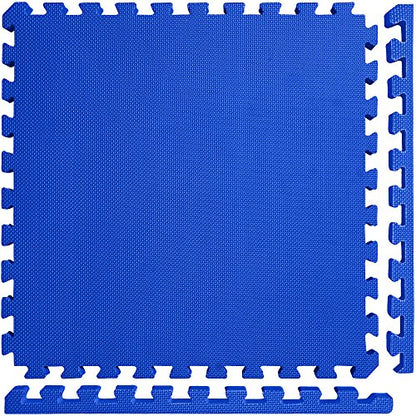 Meister X-Thick 1.5" Interlocking EVA Foam Mats - BL - 16 Tiles (64 Sqft) | Extra-thick 2X cushioning w/ anti-slip grip. 2' x 2' puzzle mats for wrestling, MMA, gymnastics, home gyms and play areas - color: Blue, size: 16 Tiles (64 Sqft)