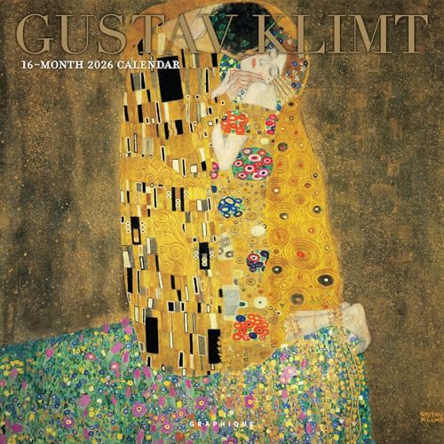 Graphique 2026 Klimt Wall Calendar | 12” x 12” | Thick Paper | Home & Office Organizer | Large Monthly Grid | 3 Languages & Marked Holidays | 4 Month Preview Page for 2027 - color: Klimt