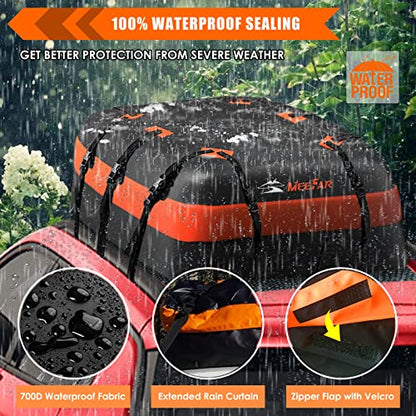 Car Roof Bag XBEEK Rooftop top Cargo Carrier Bag 20 Cubic feet Waterproof for All Cars with/Without Rack, Includes Anti-Slip Mat, 10 Reinforced Straps, 6 Door Hooks, Luggage Lock - size: 20 Cubic Feet
