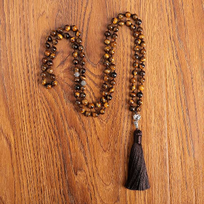 Tasbih Prayer Beads Allah & Muhammad Islamic Prayer Rosary Muslim Islam Misbaha Tasbeeh Sibha 99 Prayer Beads Necklace 33 Prayer Beads Bracelet - color: 8mm Yellow Tiger Eye 99 Beads