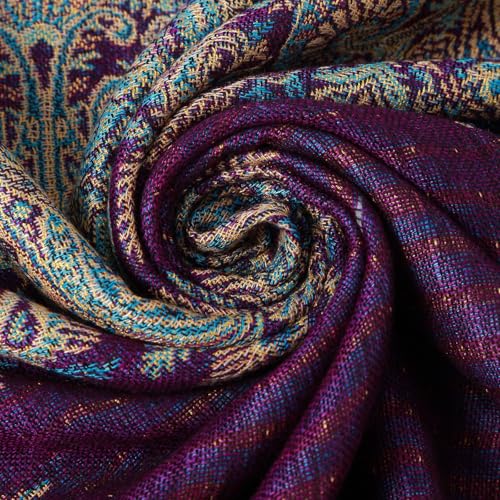 TUSHUSTY Pashmina Feel Shawls Wraps Rave Scarf for Women Soft Silky Reversible Men Scarves Hijab - color: Purple 2