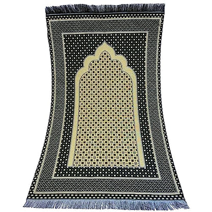 Modefa Turkish Islamic Prayer Mat Janamaz Sajjadah | Thin Woven Cotton Praying Rug Ramadan Eid Gift | Traditional Muslim Sejada for Men Women - Hira Diamond (Dark Green) - color: Dark Green
