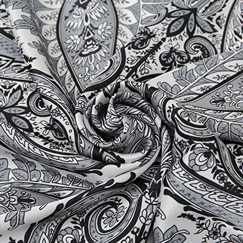 RIIQIICHY Women Head Hair Scarf Like Satin Silk Scarf Sleeping Hair Wrapping Night 27.5" - color: Black/White/Slate Grey