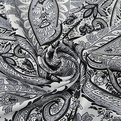 RIIQIICHY Women Head Hair Scarf Like Satin Silk Scarf Sleeping Hair Wrapping Night 27.5" - color: Black/White/Slate Grey