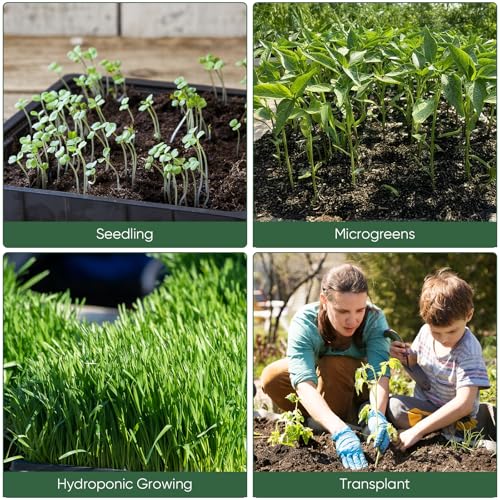 Sckee Upgraded 10 Pack Plant Growing Trays Seed Starting Tray Microgreens Growing Trays Seedling Plant Germination Starter Tray Transplant Fodder Flats, No Holes, No Leakage, Reusable (1015) - size: 1015