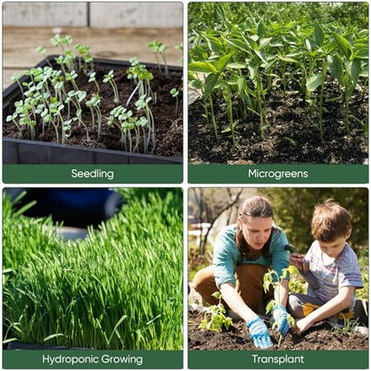 Sckee Upgraded 10 Pack Plant Growing Trays Seed Starting Tray Microgreens Growing Trays Seedling Plant Germination Starter Tray Transplant Fodder Flats, No Holes, No Leakage, Reusable (1015) - size: 1015