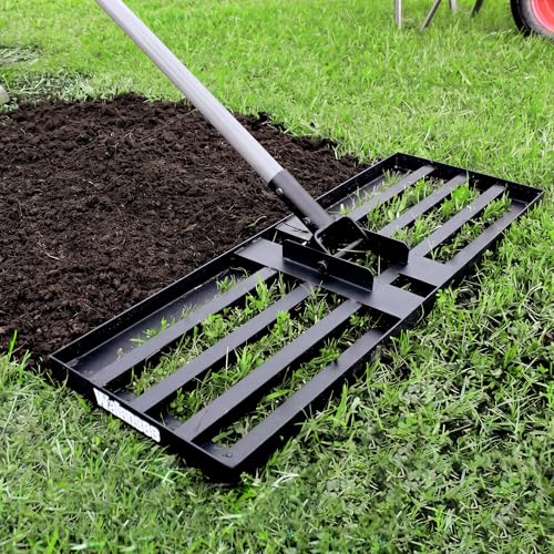 Walensee Lawn Leveling Rake, 30"x10" Leveler with 7FT Handle for Soil | 30X10 Inch Steel Head, Topdressing Spreader, Soil Sand Leveling, Secure Screw Lock Handle, Lawn Repair, Backyard Landscaping - size: 7FT 30"x10"