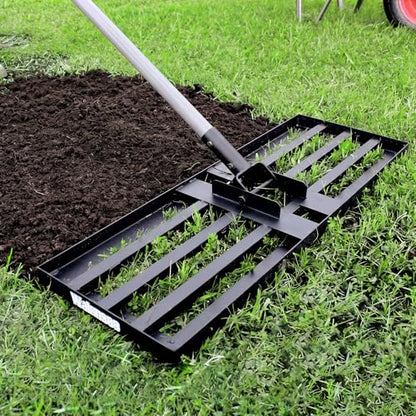 Walensee Lawn Leveling Rake, 30"x10" Leveler with 7FT Handle for Soil | 30X10 Inch Steel Head, Topdressing Spreader, Soil Sand Leveling, Secure Screw Lock Handle, Lawn Repair, Backyard Landscaping - size: 7FT 30"x10"