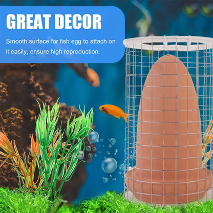 BESPORTBLE Discus Breeding Cone: Fish Breeding Cones Cave Ceramic Spawning Cave with Cage for Discus Fish Angelfish, 7.8 * 3inch with Isolation Net