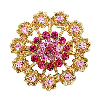 24 Pcs Rhinestone Crystal Flower Brooches Set Bulk, Mixed Color Gold Tone Floral Pins for Women DIY Wedding Bouquet, Hijab Scarf Lapel Sweater Cardigan Dress Hat Bag Coat