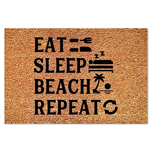 Eat Sleep Beach Repeat Coir Door Mat Funny Family Love Rectangular Rug 24x36in Durable Coir Non Slip Front Door Mat for Front Porch Entrance Home Entryway Housewarming Gift - color: Style-3, size: 24x36in