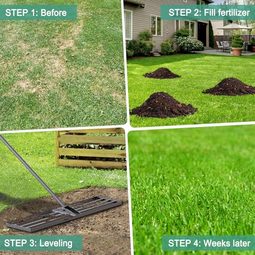 Lawn Leveling Rake 45"x10", Heavy Duty Rakes for Lawns with Anti-Rust Coating & Adjustable Handle, Effort-Saving Lawn Leveler for Yard Garden Farm Golf Course Lawn Care - size: 45"x10"
