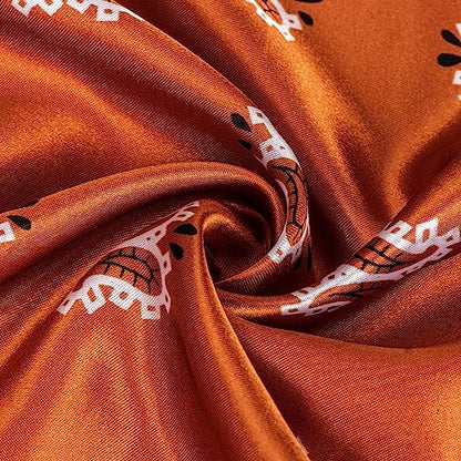 DRESHOW 35” Large Square Satin Head Scarf - 4Pcs Silk Accessories Classic Patterned Squares Beach Bandanas for Women - color: 4 Pcs: Black, White, Brown, Navy Blue
