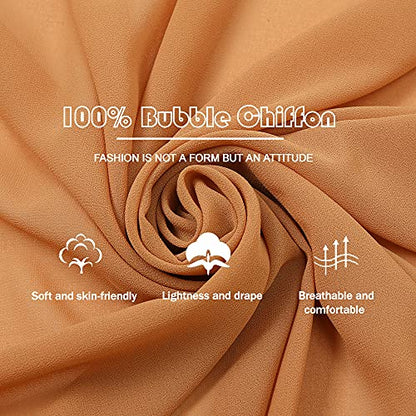 Yeieeo Chiffon Head Wraps for Women - Solid Color Fashion Bubble Chiffon Scarf Hijab - color: Nude