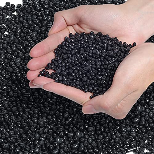 T4U Rocks for Aquarium and Plants, Black Polished Pebbles Gravel 1 lb | Smooth rounded stones for aquarium substrate, fish tank decor, succulent top dressing, vase filler and outdoor landscaping - color: #12 - Black, size: 1 LB