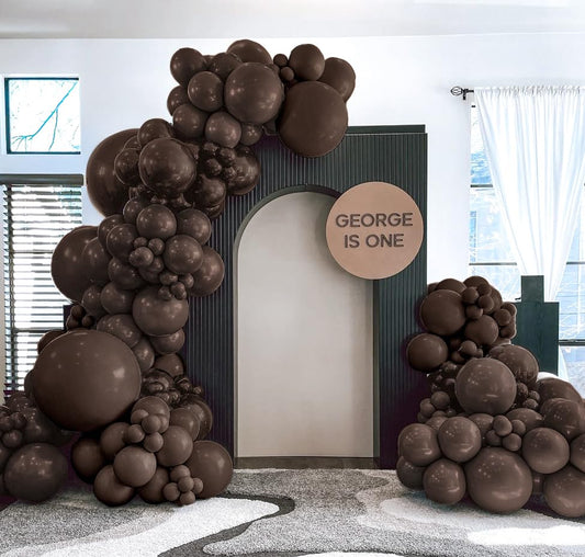 Dark Brown Balloons Double Stuffed Balloon Garland Arch Kit Different Sizes 18/12/5In For Birthday Baby Shower Boho Neutral Luau Mocha Cofede Party Decorations - color: Doubled Dark Brown