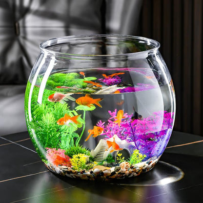 5 Gallon Crystal Clear Shatterproof Plastic Round Fish Tank | Crystal clear multi-use bowl for terrarium, flower vase and home decor, lightweight decorative tank for fish lovers