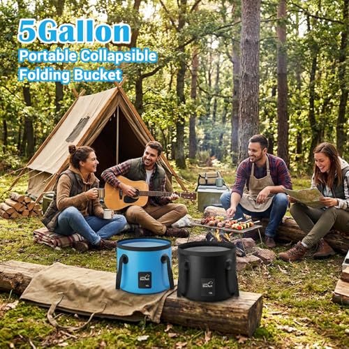 4 Pcs 5 Gallon Collapsible Bucket with Handle Foldable Bucket Water Container for Camping Fishing Car Washing Gardening Outdoor Portable Wash Basin(Blue, Yellow, Orange, Black)