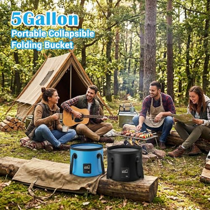 4 Pcs 5 Gallon Collapsible Bucket with Handle Foldable Bucket Water Container for Camping Fishing Car Washing Gardening Outdoor Portable Wash Basin(Blue, Yellow, Orange, Black)