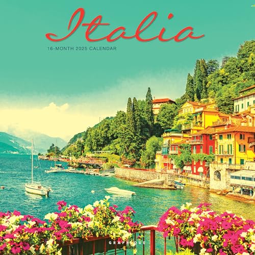 Graphique 2025 Italia Wall Calendar | 12” x 12” | Thick Paper | Home & Office Organizer | Large Monthly Grid | 3 Languages & Marked Holidays | 4 Month Preview Page for 2026 - color: Italia, style: NEW 2025