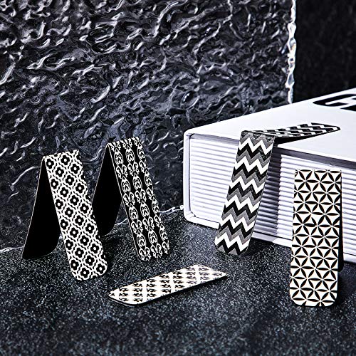 Zonon 24 Pcs Magnetic Bookmarks Bulk Clips Black White Classic Magnetic Page Markers Page Clip Bookmark Funny Bookmark Gifts for Reading Lover Party Favor Office Reading Supplies - style: Simple