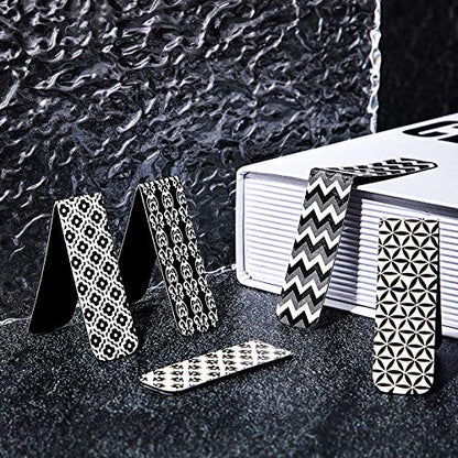 Zonon 24 Pcs Magnetic Bookmarks Bulk Clips Black White Classic Magnetic Page Markers Page Clip Bookmark Funny Bookmark Gifts for Reading Lover Party Favor Office Reading Supplies - style: Simple