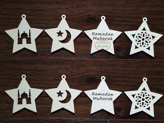 Ramadan DIY Favors[48 PACKS] Ramadan Customized Party Favors Ramadan Decoration Eid Gifts Muslim Gifts Islamic Favors (Wooden CUTOUTS) - color: Wooden Cutouts