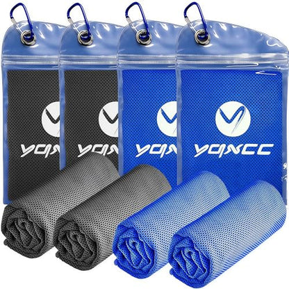 YQXCC 4 Pack Cooling Towels (40"x12"), Cool Neck Towel, Soft Breathable Microfiber for Gym, Yoga, Golf, Running, Camping & Summer Outdoor Activities - color: 2 Dark Gray + 2 Dark Blue