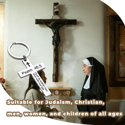 Catholic Bible Quote Keychain Christian Bag Charm for Women Mom Aunt Birthday Christmas Religious Gifts for Nana Grandma Jesus Cross Keychain God Is within Her She Will Not Fall Keychain Gift