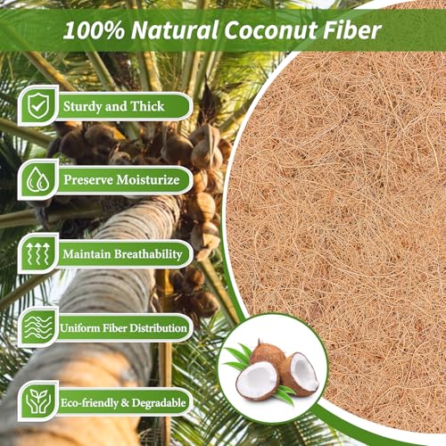 12X160 Inch Natural Coco Liner Roll, Coconut Liners for Planter Window Box Hanging Basket, Coconut Coir Roll Coco Fiber Mat for Garden Decoration DIY Moss Poles Pet Pad Reptiles Carpet