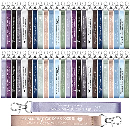 Roowest 120 Pcs Christian Bible Verse Keychains Bulk Inspirational Scriptures Religious Gift for Men Women Church Events - color: Classic Color