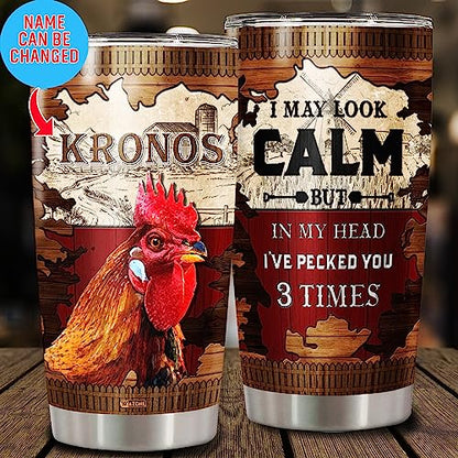 WAZONE Personalized Chicken Insulated Tumbler with Lid Funny Rooster 20oz 30oz Travel Mug Stainless Steel Custom Name Christmas Birthday Sayings Fun Things Gifts for Women Men Chickens Lover - color: Chicken