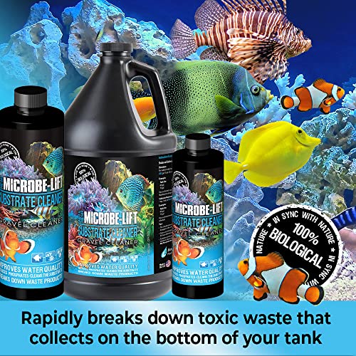 Microbe-Lift Gravel & Substrate Cleaner for Saltwater Aquarium and Freshwater Tanks, Tank Cleaner and Aquarium Water Conditioner, Clarifies Water, Reduces Muck, Aquarium Supplies, 16 Ounces (GSC16) - size: 16 Ounces