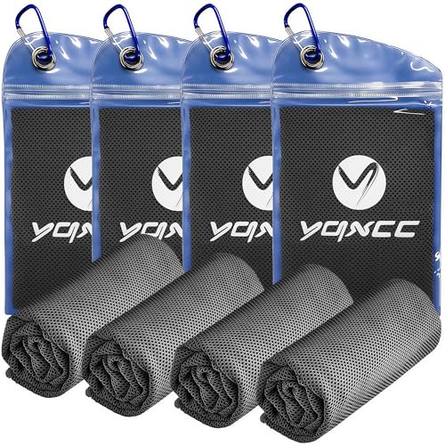 YQXCC 4 Pack Cooling Towels (40"x12"), Cool Neck Towel, Soft Breathable Microfiber for Gym, Yoga, Golf, Running, Camping & Summer Outdoor Activities - color: 4 Packs Dark Gray