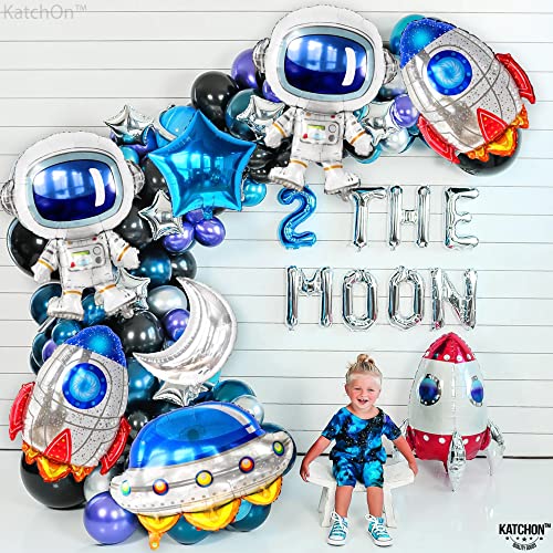 KatchOn, Big Silver Moon Balloon and Star Balloons - 22 Inch, Pack of 13 | Astronaut Space Balloons Set | Silver Star Balloons for Space Birthday Decorations | Space Birthday Decorations