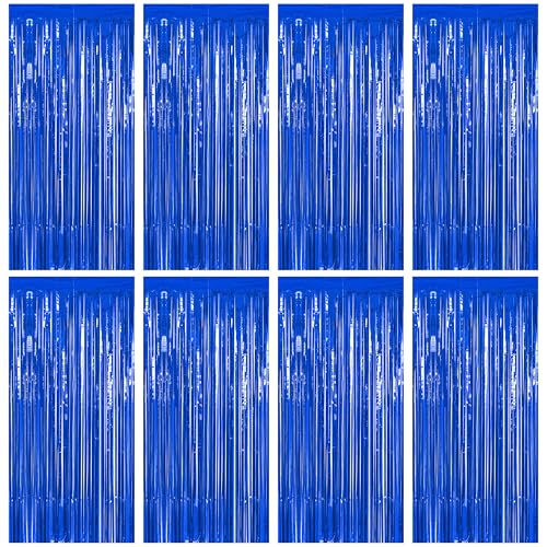 ZATAYE 8 Pack Dark Blue Foil Curtain Streamer Decorations - color: Dark blue, size: 8 PCS