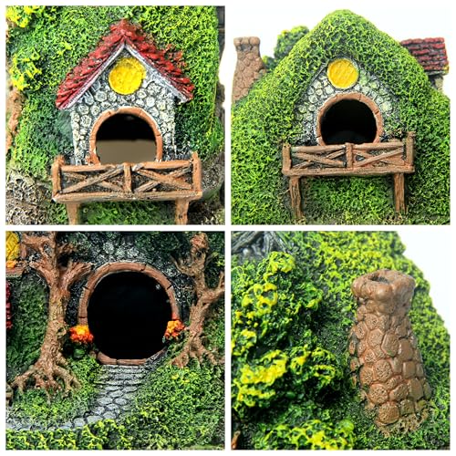 RVQIGYP[Magic Underwater Cabin Fish Tank Landscaping Hobbit House Decoration | Handmade Resin Material Waterproof and Anti-Fading | Fairy Tale Style Aquarium Landscaping Give Away Water Plants