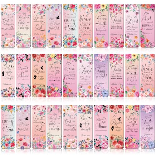 Bible Verse Magnetic Bookmarks - 30 PCs Christian Inspirational Floral Bookmark Reading Women Kids Catholic Religious Scripture Book Markers Church Supplies Teachers Students School Gifts - style: Christian Floral