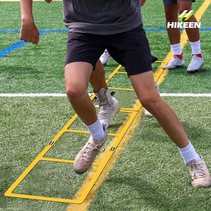 Hikeen Agility Ladder - Speed Ladder for Football, Basketball - Durable Rubber Training Ladder for Footwork with Carry Bag, Portable & Non-Slip Agility Football Training Equipment - style: Yellow
