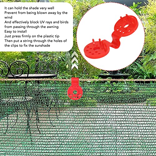 100 Piece Shade Cloth Plastic Clips Mesh Clip,Tarp Clips Shade Cloth Heavy Duty Lock Grip for Sun Shade Net, Anti Bird Netting, Garden Netting, Shade Fabric Accessories - color: Red