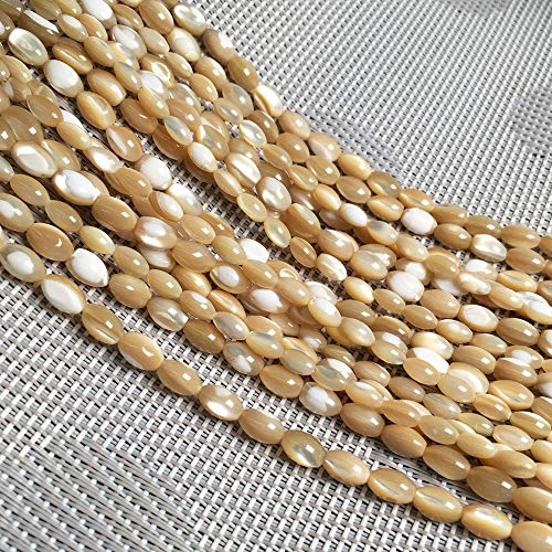 6x9mm Natural Brown Mother of Pearl Shell Olivary Beads for Jewelry Making - color: 6x9mm Rice Brown