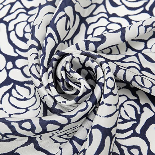 RIIQIICHY Women Head Hair Scarf Like Satin Silk Scarf Sleeping Hair Wrapping Night 27.5" - color: Dark Blue/White