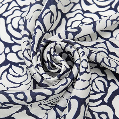 RIIQIICHY Women Head Hair Scarf Like Satin Silk Scarf Sleeping Hair Wrapping Night 27.5" - color: Dark Blue/White