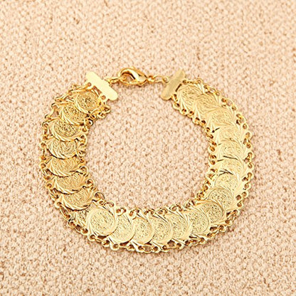 Small Cute Gold Plated Islamic Muslim Arab Money Coins Bracelet for Women Jewelry Bangle - style: Style A