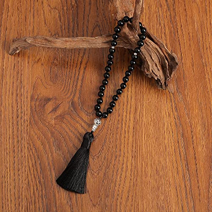 Tasbih Prayer Beads Allah & Muhammad Islamic Prayer Rosary Muslim Islam Misbaha Tasbeeh Sibha 99 Prayer Beads Necklace 33 Prayer Beads Bracelet - color: 8mm Black Onyx+33 Beads